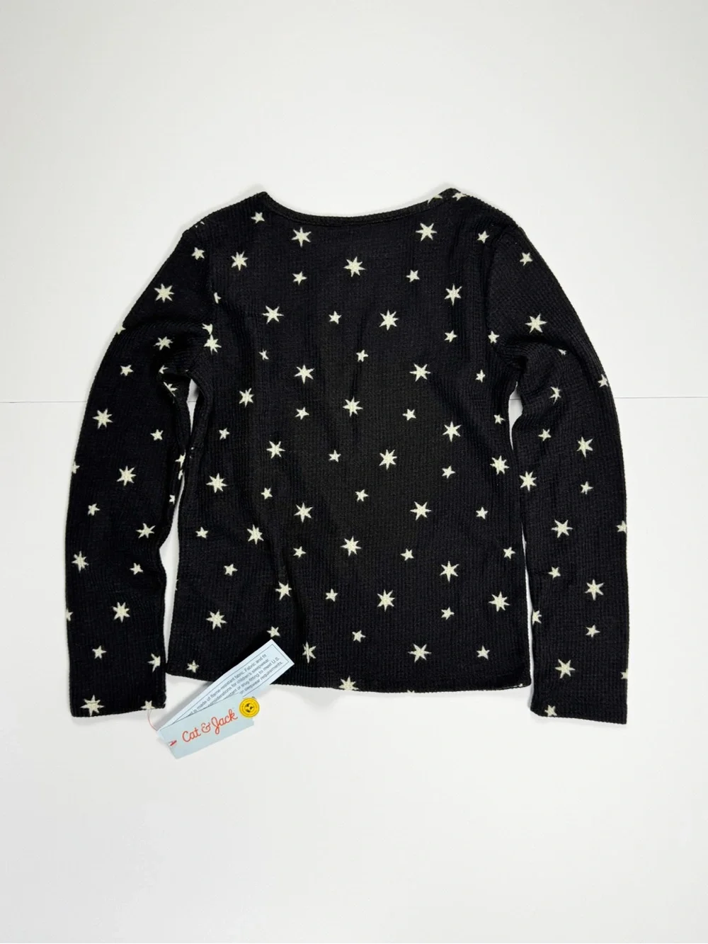 Cat & Jack Black Star Waffle-Knit Kids Pajama Set